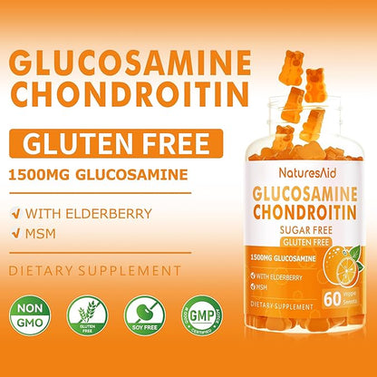 Glucosamine Chondroitin Gummies with MSM & Elderberry Extra Strength - Joint Support, Antioxidant Immune Support Supplement for Adults, Men & Women.(2 Pack)