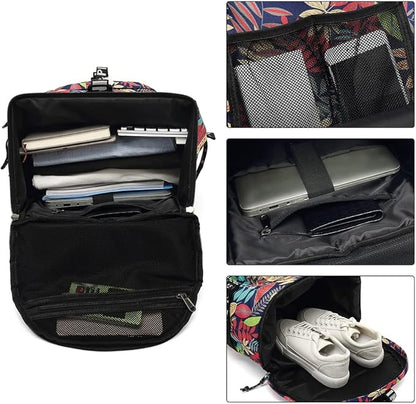 Kalesi Floral Gym Duffle Bag Backpack 4 ways for Women Waterproof with Shoes Compartment for travel Sport Hiking laptop Lightweight