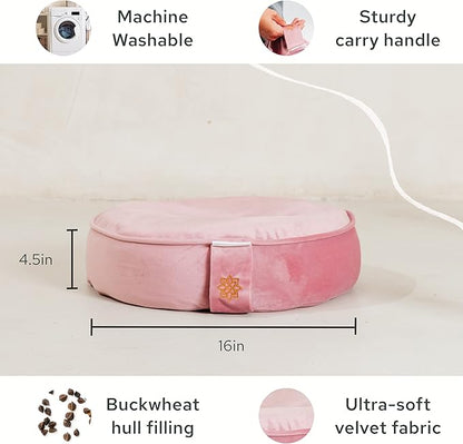 Mindful and Modern Velvet Meditation Cushion - Luxury Zafu Floor Pillow for Yoga - Large Buckwheat Meditation Pillow with Luxe Removable Cover in Six Colors