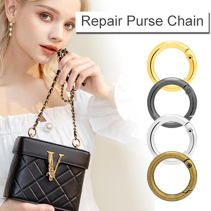 12 Pack Assorted Metal Round Carabiner Clip, 3/4 Inch Trigger Spring O Rings, Spring Snap Clip Hooks for Replacement Purse Strap Ring, Paracord Lanyard Clips, Keychain Rings Hardware DIY Crafts Making