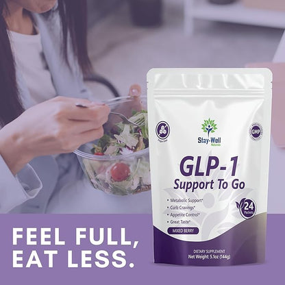 GLP-1 Supplement | Natural GLP-1 Production | GLP 1 Booster Drink Mix to Control Appetite and Cravings | Great Tasting Metabolic Support - Yerba Mate, Garcinia Cambogia, Berberine [Mixed Berry]
