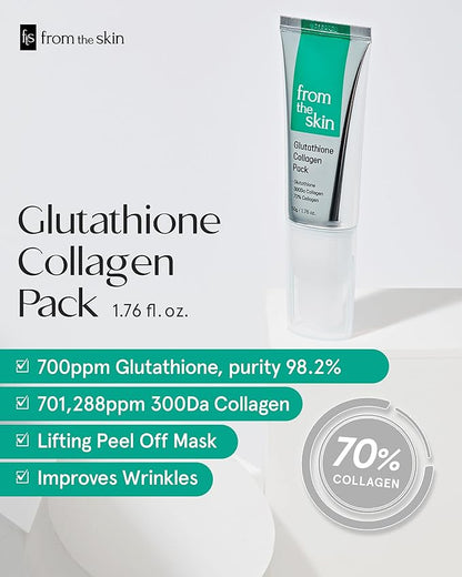 Glutathione Collagen Peel Off Mask - Anti Aging Korean Face Mask, Face Lift, Radiance Boost, Reduces Wrinkles - Built-in Silicone Spatula, 700ppm Glutathione & 300 Da Collagen, 1.76 oz.