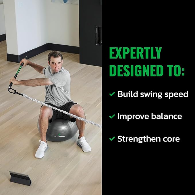 GolfForever Stability Ball Proven by Golfer Scottie Scheffler | Golf Training Exercise Ball | Premium Golf Training Workout Ball to Build Swing Speed, Improve Balance & Strengthen Core | 65cm | Grey