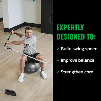 GolfForever Stability Ball Proven by Golfer Scottie Scheffler | Golf Training Exercise Ball | Premium Golf Training Workout Ball to Build Swing Speed, Improve Balance & Strengthen Core | 65cm | Grey