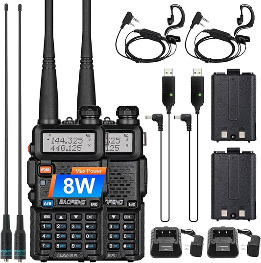 2 Pack BaoFeng UV-5R 8 Watt Ham Radio