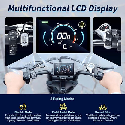 Electric Bike for Adults, Fat Tire EBike, 36V 10.4Ah Removable Battery, 500W Upgrade Motor, 20MPH Commuter Bike, V8 Mini Electric Bicycle for Mountains, Snow, Sand, Road