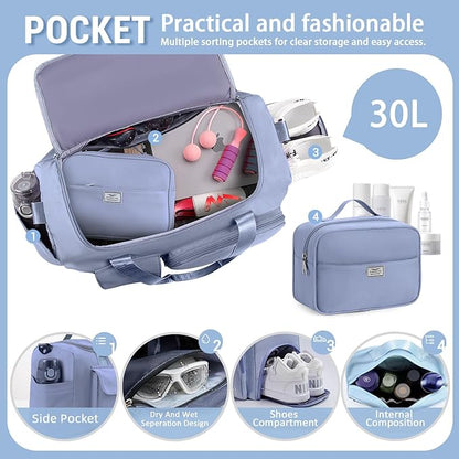 FIORETTO Women's Gym Duffle Bag with Shoes Compartment, 37L Capacity, Ideal for Travel, Gym, Sports, Duffel, Weekender