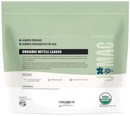 J MAC BOTANICALS Organic Nettle Leaf Herbal Tea - 16 oz (200+ Cups) Certified USDA Organic, Dried stinging nettle tea, 1 Pound Bulk Bag, Urtica dioica