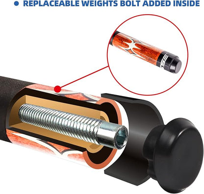 GSE Games & Sports Expert 58" 2-Piece Canadian Maple Hardwood Billiard Pool Cue Sticks for Men/Women, House or Commercial/Bar Use (Several Colors, Weight 18oz, 19oz, 20oz, 21oz Available)