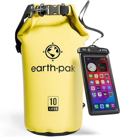 Earth Pak Waterproof Dry Bag - Roll Top Waterproof Backpack Sack Keeps Gear Dry for Kayak with Waterproof Phone Case
