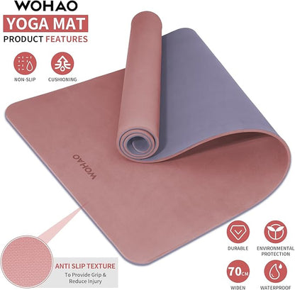 Extra Thick 8mm Yoga Mat, 72"x28" Non Slip Exercise Mat, Reversible 2-Sided Dual Color Premium POE Material, with Carrying Strap for Yoga, Pilates, Home Gym