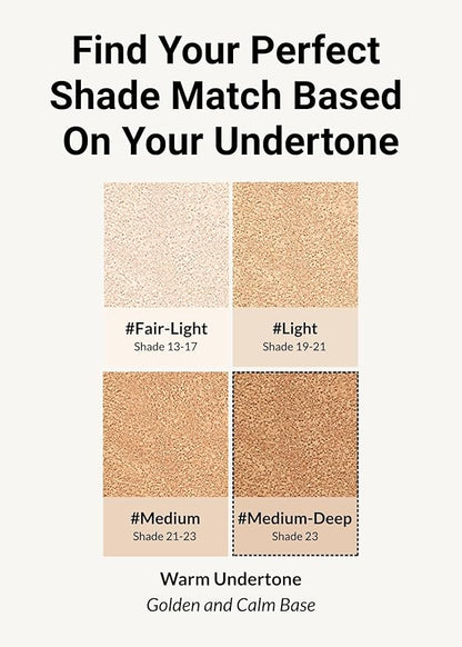 JUNG SAEM MOOL Essential Skin Nuder Longwear Cushion 0.98 Fl Oz (Medium Deep), Refill Included, 24H lasting Cushion Foundation with High Coverage, Semi-Matte Natural Finish, Korean Foundation Makeup