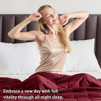 King Size Weighted Blanket for Adults (30 lbs, 80” x 87”, Red Grey) Cooling Heavy Blanket for Sleeping Perfect for 290-310 lbs, Breathable Blanket for Adults & Couple All Season, Machine Washable