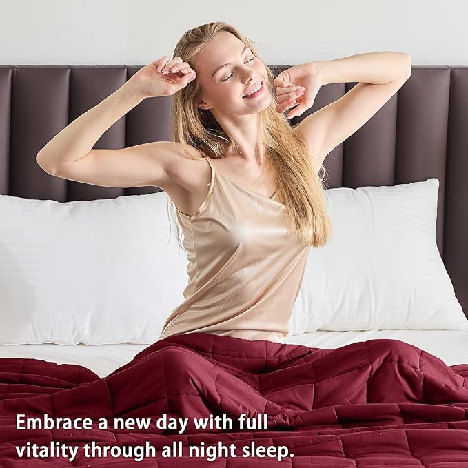 King Size Weighted Blanket for Adults (20 lbs, 80” x 87”, Red Grey) Cooling Heavy Blanket for Sleeping Perfect for 190-210 lbs, Breathable Blanket for Adults & Couple All Season, Machine Washable