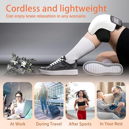 Knee Massager, Cordless Massager with Heat and Compression LED Screen Wearable Infrared Vibration Rechargeable Electronic Massage for Joint Pain Injury Swelling Stiffness, 1.0 Count