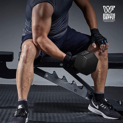 WF Athletic Supply Cast Iron Solid Hexagon Gray/Black Dumbbells, Strength Training Free Weights Set of 2 for Women and Men, Hand Weights Sold by Pairs, Multi-Select Size Options Available