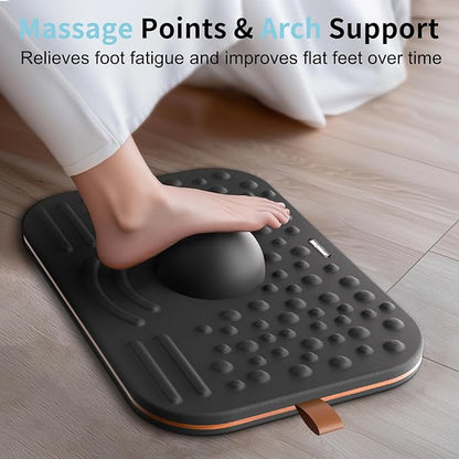 360-Degree Wobble Balance Board for Adults - 2-in-1 Dual-Sided Anti-Fatigue Mat & Stability Trainer for Standing Desk, Home Gym or Office - Premium PU Leather & Solid Wood