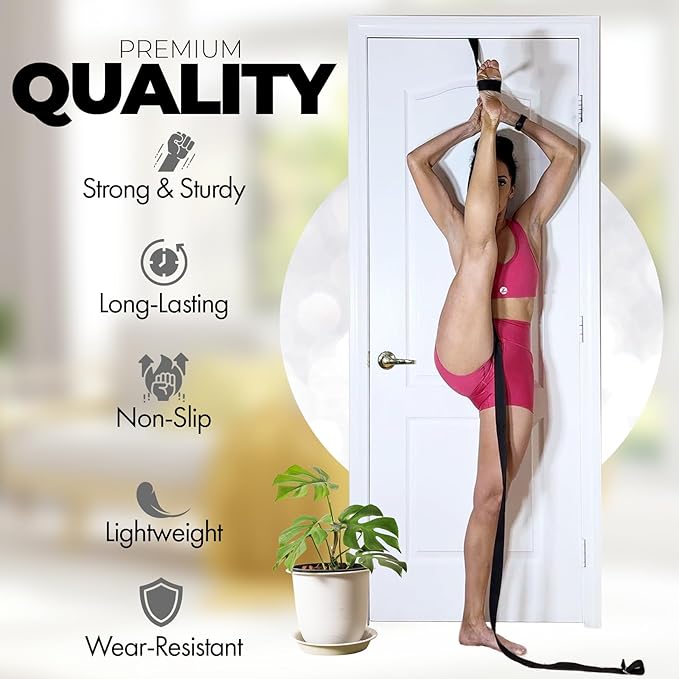 Pilates Stretching Strap with Door Anchor - Flexibility Equipment for Pilates Practitioners - Ideal for Improving Leg Flexibility, Core Stability, and Posture Alignment at Home