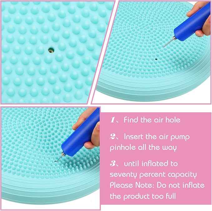 Libima 8 Pcs Wiggle Seat Inflated Wobble Cushion Sensory Seat Flexible Balance Board Balance Disc with Needle Pump for Men Women Physical Exercise Improving Posture Home Office