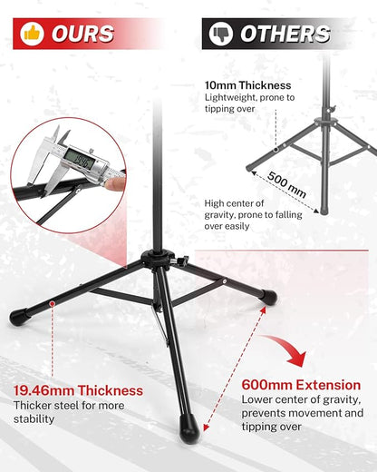 Gonex Baseball Softball Practice Hitting Batting Tripod Stand Rubber Tee Collapsible Portable with Carrying Bag