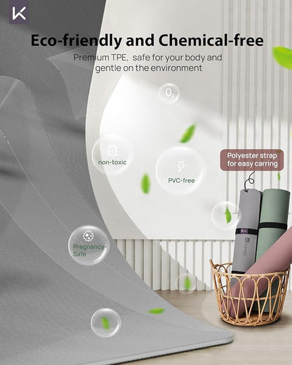 KEEP Yoga Mat, 32" Extra Wide Exercise Mat with Strap for Men and Women, 7mm Thick Double-Sided Non-Slip Eco-friendly Yoga Mat for Pilates, Workout and Fitness