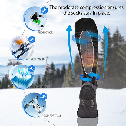 Hylaea Merino Wool Ski Socks, Cold Weather Socks for Snowboarding, Snow, Winter, Thermal Knee-high Warm Socks, Hunting