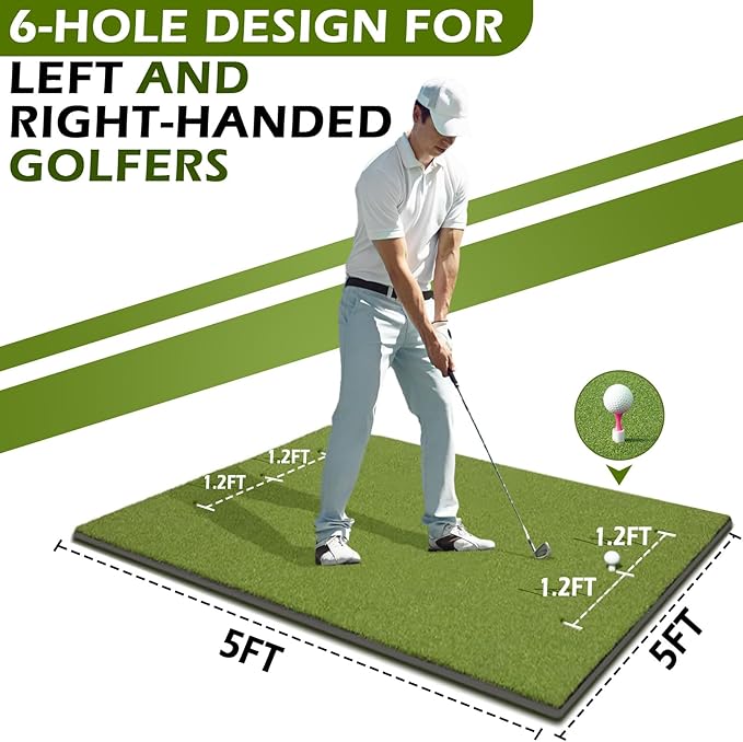 Golf Mat 31mm, 5x4ft/5x5ft Golf Hitting Mats for Practice Outdoor Indoor, High-Elasticity Artificial Turf Mat for Garage Simulator Chipping Driving Training