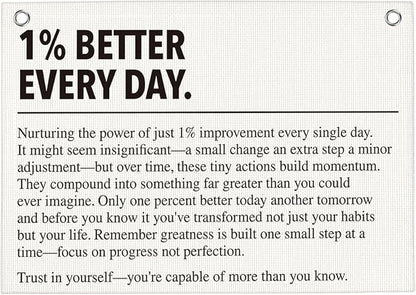 1% Better Every Day Gym Motivational Wall Art Banner Dorm Posters Gifts for Guys Men Women Gym Flag Decor for Home Gym Bedroom Workout Room 30x20 Inchs