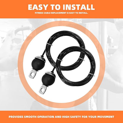 2 Pack Fitness Pulley Cable 78 Inch, Adjustable Home Gym Cable Replacement, Heavy Duty Weight Cables for Pulley System Cable Machine Workout Equipment, Steel Wire Rope with Rubber Stopper Ball