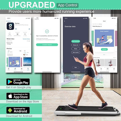GYMAX Walking Pad, 2 in 1 Free Installation Under Desk Treadmill with Smart App, Remote Control & LED Display, 2.25HP Foldable Portable Compact Running Machine for Small Spaces Home Office