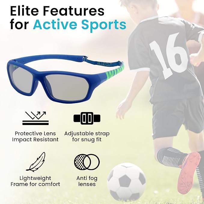 BLUE CUT Sports Protection Goggles, Photochromic Lenses Safety Glasses for Basketball, Pickleball and Outdoor Sports