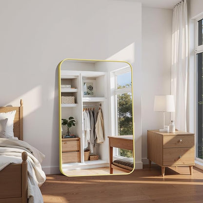 FORBATH 55x36 Inch Gold Bathroom Mirror for Over Sink, Large and Wide Rectangular Wall Mirror with Metal Frame, Rounded Corners for Bathroom, Bedroom, Entryway Decor (Horizontal or Vertical)