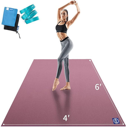 MRO Extra Large Yoga Mat, 12'x6'/9'x6'/7'x5'/6'x4' (9MM) Extra Wide and Thick Exercise Mats for Home Gym Workout, Non-Slip, Soft for Women and Men Fitness, Ideal for Barefoot Yoga, Pilates, stretching