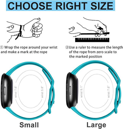 Getino Compatible with Fitbit Sense 2/ Sense Bands/Versa 4/ Versa 3 Bands Women Men, Silicone Sport Accessories, Band for Fitbit Sense/Sense 2/ Versa 4/ Versa 3 Watch, Small Black/Plum/Rose/Teal
