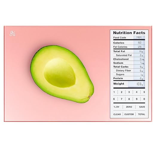 Greater Goods Nutrition Scale with Food Grade Glass, Perfect for Calorie Counting, Meal Prep, and Weight Loss (Coral Pink)