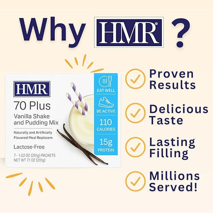 HMR 70 Plus Vanilla/Chocolate Shake & Pudding Mix | Meal Replacement Powder | Lactose-Free | 15g Protein | Easy to Make | Low Calorie | 7 Servings Per Box