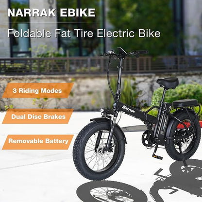 Fat Tire Folding Electric Bike, 48V & 624Wh Lithium Removable Battery, Peak 1100W Brushless Motor, Max Speed 28Mph, M5 Large LCD Display, Suspension, Step-Over/Thru Frame