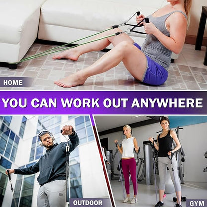 WHATAFIT Resistance Bands, Exercise Bands，Resistance Bands for Working Out, Work Out Bands with Handles for Men and Women Fitness, Strength Training Home Gym Equipment