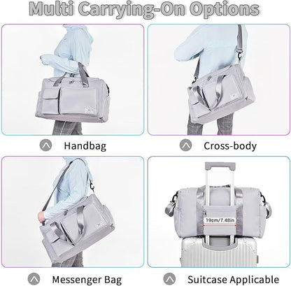 FIORETTO Women's Gym Duffle Bag with Shoes Compartment, 37L Capacity, Ideal for Travel, Gym, Sports, Duffel, Weekender