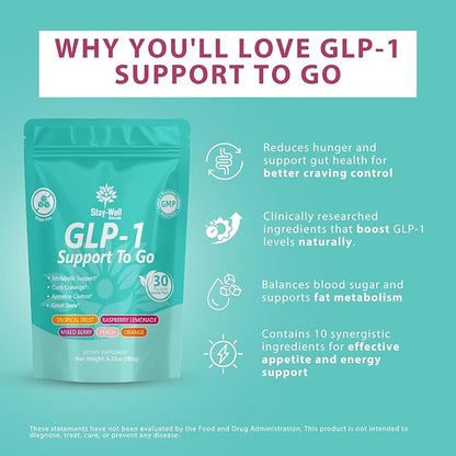 GLP-1 Supplement | Natural GLP-1 Production | GLP 1 Booster Drink Mix to Control Appetite and Cravings | Great Tasting Metabolic Support - Yerba Mate, Garcinia Cambogia, Berberine [Variety, 30ct]