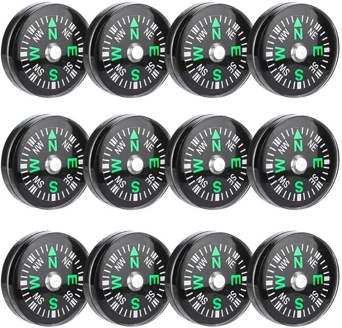 12 Pcs Button Compass 20mm Mini
