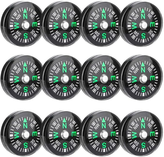 12 Pcs Button Compass 20mm Mini