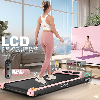 ANCHEER Walking Pad Treadmill with 12% Incline&Adjustable Height, 4 in 1 Under Desk Treadmills with Desk Workstation, Foldable Treadmill for Home 300lb,3 Type Control