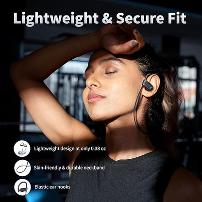 JOYWISE Bluetooth Headphones, Wireless Earbuds Bluetooth 5.3 Headphones with 16Hrs Playtime Stereo Bass Headsets, IPX7 Waterproof Running Earphones for Sports, Black