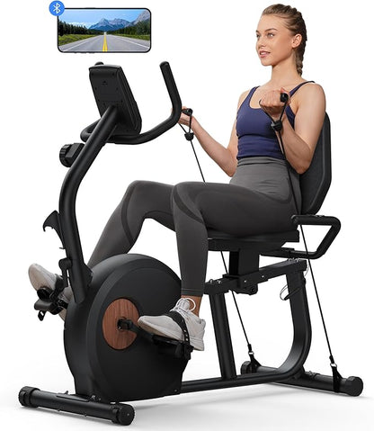 MERACH Recumbent Exercise Bike for Home with Smart Bluetooth and Exclusive App Connectivity, LCD, Heart Rate Handle, Magnetic Recumbent Bikes S08/S23