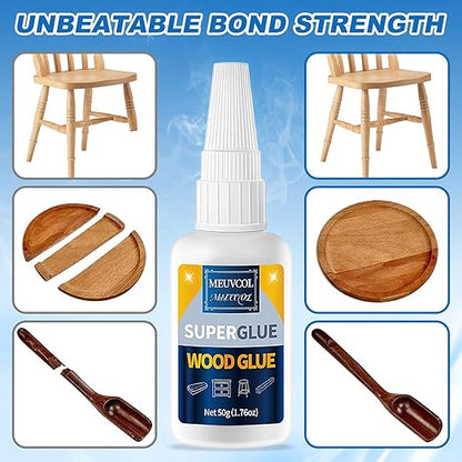 Extra Strong Wood Glue - 100g Fast Drying Super Glue for Heavy Duty Furniture & Garden, Clear, DIY & Crafts