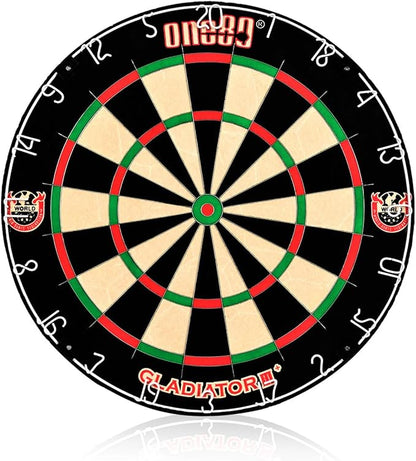 Gladiator Dartboard with Top-Grade African Sisal and Sword Edge Staple Free Wire Spider for Maximum Scoring Potential and Less Bounce Outs