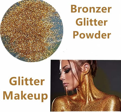 Go Ho Hair and Body Glitter Spray,Bronzer Glitter Spray Dry Powder Makeup for Clothes,Festival Loose Sparkle Powder,Holographic Ultra Fine Resin Glitters for Crafts,10g