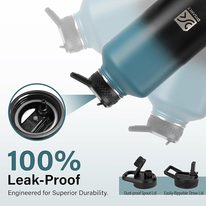 Insulated Water Bottle | Thickened Stainless Steel Vacuum Metal | Portable Sports Half Gallon Large Water Jug for Gym and Hiking with Straw, Carrier Bag, Handle Strap | BPA-Free 64 oz