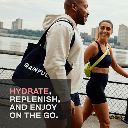 Gainful Hydration Powder Packets, Caffeine Free with Key Electrolytes Magnesium and Sodium, Energy Support, Low Sugar, Strawberry Lemonade, 21 Sticks